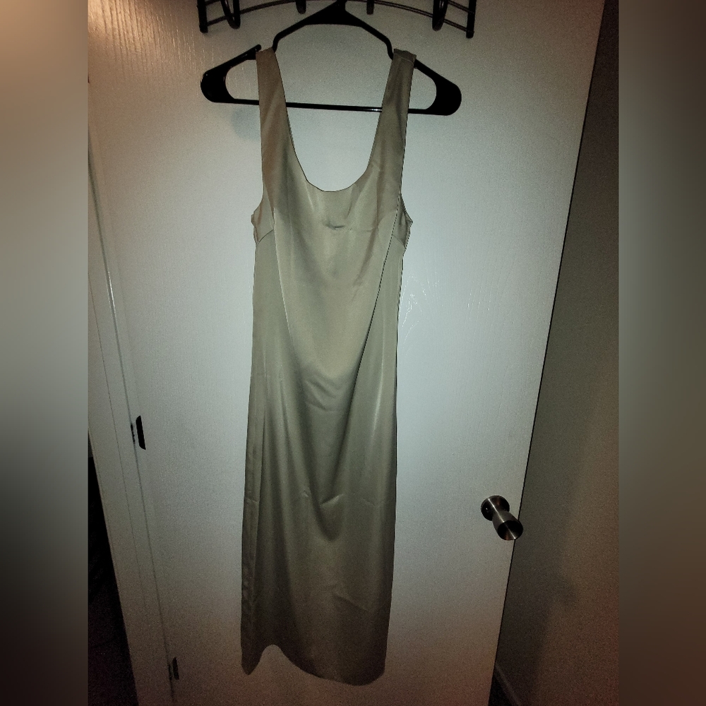 Khaki/light green slip, midi dress